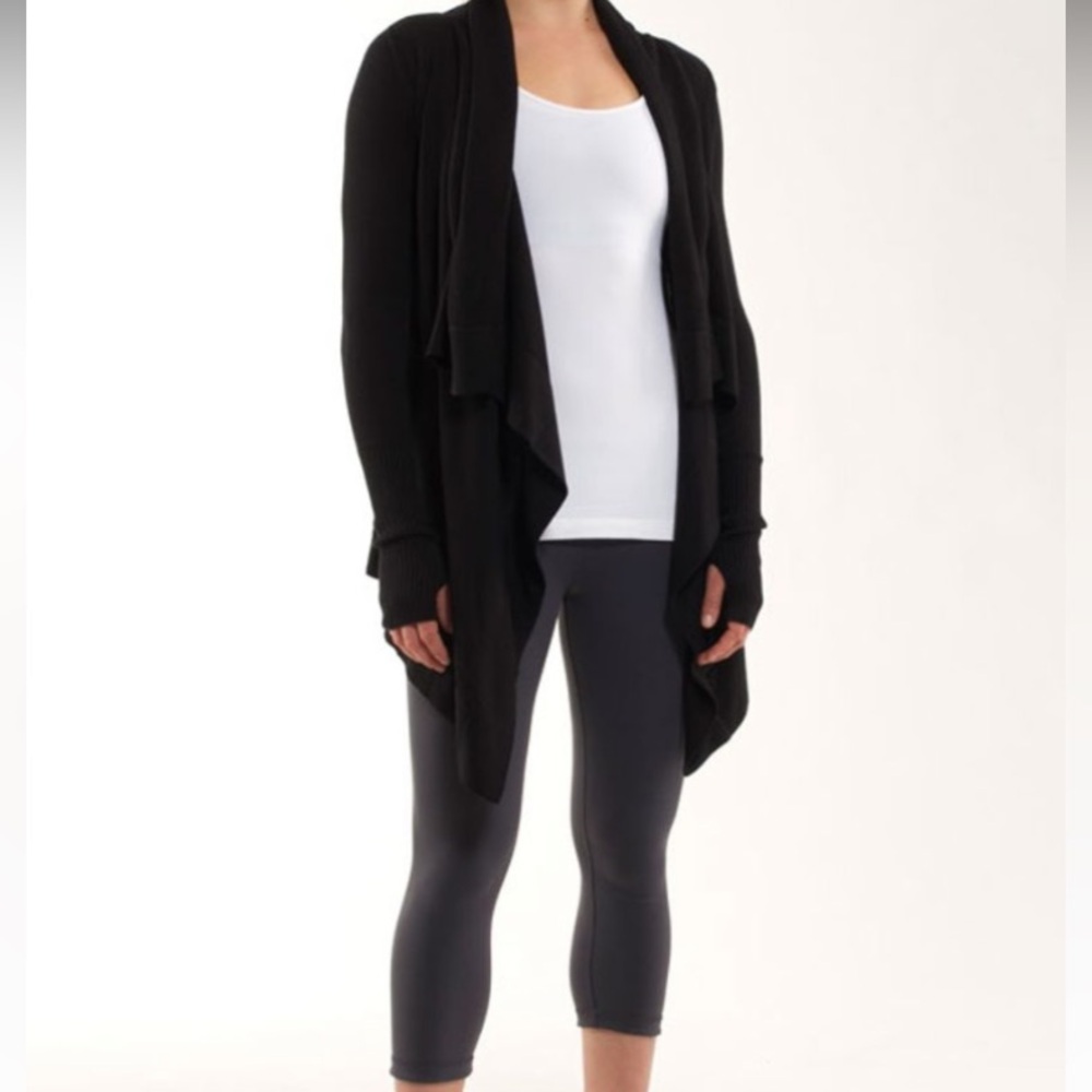 Lululemon Live Healthy Sweater Cardigan Size 6 Black Athleisure Office